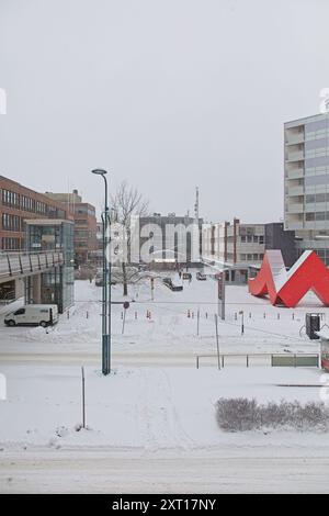 Pasila, Helsinki, Finlande – 14 février 2024 : entrée principale de la foire Vene – Båt (bateau) 2024 au Messukeskus Helsinki (Expo and Convention Centre). Banque D'Images