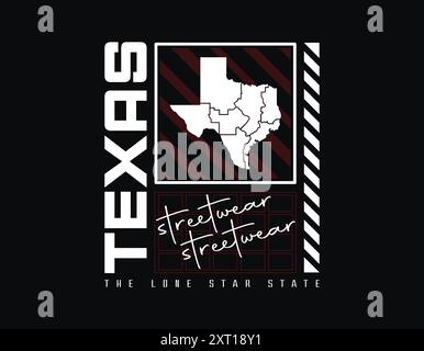 Texas concept streetwear design, modèle streetwear de style urbain pour l'impression t-shirt, sweat à capuche, affiche et plus encore Illustration de Vecteur