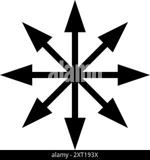 Symbole étoile du chaos. Flèches, symétrie radiale à huit pointes. Illustration de Vecteur