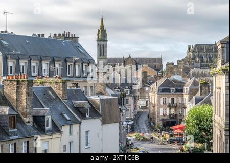 La vue depuis le château d'Avranches d'Avranches dans le département de la Manche, Normandie, France Banque D'Images