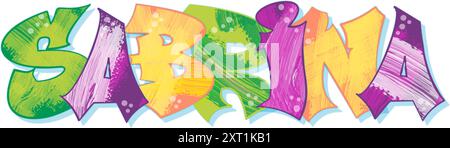 Sabrina - nom Street art - typographie graffiti lettrage - illustration d'art - multicolore - Write Word Illustration de Vecteur
