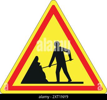 Panneau de signalisation français : travaux temporaires Illustration de Vecteur