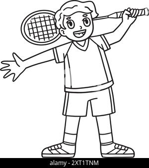 Joueur de badminton avec coloration isolée de raquette Illustration de Vecteur