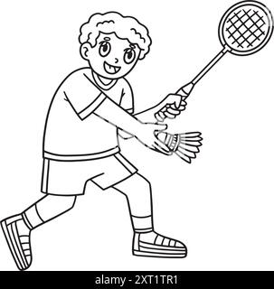 Joueur de badminton servant Shuttlecock isolé Illustration de Vecteur