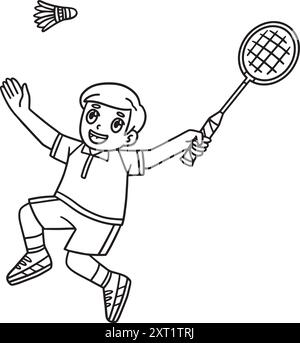 Joueur de badminton reçoit Shuttlecock isolé Illustration de Vecteur