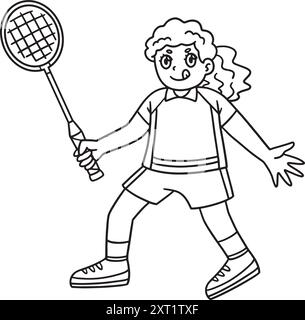 Badminton Player Brassing pour servir isolé Illustration de Vecteur