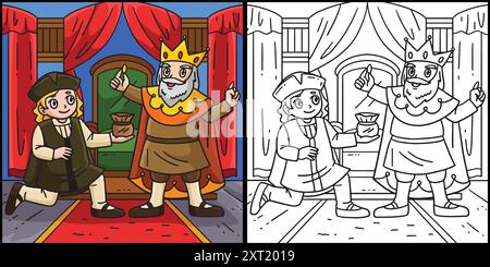 Columbus Day Man et King Coloriage illustration Illustration de Vecteur