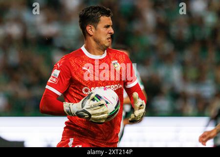 Lisbonne, Portugal. 09 août 2024. Jhonatan da Silva Pereira, bien connu sous le nom de Jhonatan (Rio Ave FC) en action lors du match de Liga Portugal entre les équipes de Sporting CP et Rio Ave FC à Estadio Jose Alvalade final score. Sporting CP a remporté 3-1 crédits : SOPA images Limited/Alamy Live News Banque D'Images