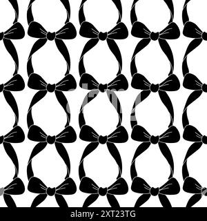 Motif sans couture de noeuds noirs décoratifs. Design tendance. Joli fond romantique féminin pour textile, papier peint, emballage. Illustration vectorielle Illustration de Vecteur