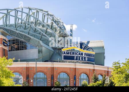 L'American Family Field abrite les Milwaukee Brewers de la Major League Baseball. Le stade était auparavant connu sous le nom de Miller Park. Banque D'Images