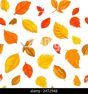 Feuilles d'automne colorées dans diverses nuances et formes sur un fond blanc. Concept de motif sans couture. Illustration vectorielle Illustration de Vecteur