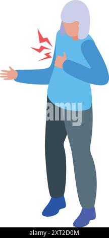 Une femme âgée serre sa poitrine dans la douleur, souffrant d'une crise cardiaque Illustration de Vecteur
