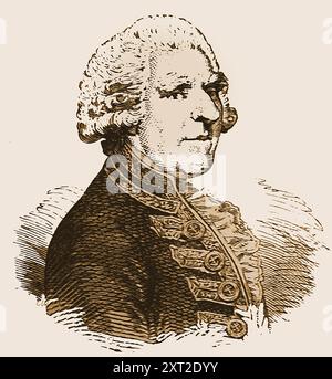 Un vieux portrait du vicomte Samuel Hood, amiral britannique (1724-1816) qui fut fait pair irlandais et député britannique, représentant Westminster. Banque D'Images