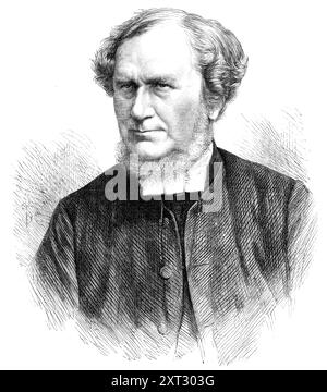 Le révérend droit Dr Mackenzie, évêque suffragant de Nottingham, 1870. Gravure d'une photographie de John Watkins. Henry Mackenzie D.D., le nouvel évêque suffragant de Nottingham... a reçu ses premières études à la Merchant Taylors' School. Sa première introduction à la vie publique s'est faite par le biais d'une maison de comptage d'un marchand et d'un bureau du gouvernement; mais, désireux d'entrer dans des ordres sacrés, il [se rendit] au Pembroke College, Oxford, où il noua des amitiés pour la vie avec le défunt évêque de Peterborough, Dr Jeune, et avec l'actuel évêque de Londres, Dr Jackson. En 1834, il a obtenu son diplôme d'A.B., Banque D'Images