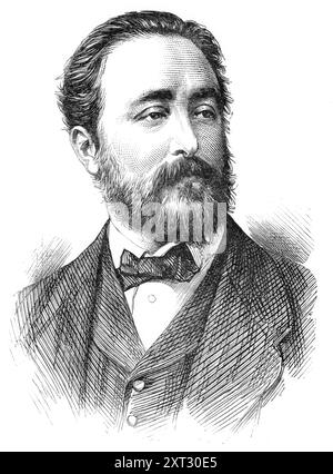 Le nouveau ministère français : M. Maurice Richard (Beaux-Arts), 1870. On s'attendait à ce que le poste de ministre de la maison de l'empereur soit aboli, et une certaine surprise est exprimée à son maintien, en particulier comme la direction des beaux-arts, qui faisait partie de ses fonctions, en a été détaché et donné à M. Maurice Richard, afin, il est censé, de faire une place à ce député, qui est un ami particulier d'Ollivier, et qui entre en fonction comme ministre des Beaux-Arts. Tiré de "Illustrated London News", 1870. Banque D'Images