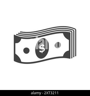 Icônes de billets de banque de pile de dollars. Silhouette de billets de monnaie. Les éléments de conception vectorielle s'isolent. Illustration de Vecteur