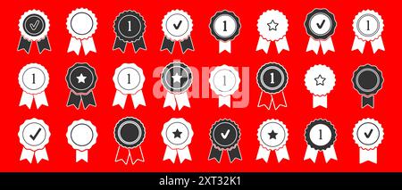 Icône de badge de certificat. Qualité supérieure. Tampon de scellement. Badge de réussite. Vérification du profil. Marque de qualité. Coche vectorielle. Signe d'approbation. Tâche Illustration de Vecteur