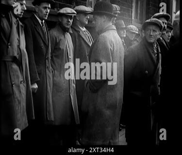 Prince Edward, Prince de Galles (plus tard Roi Edward VIII. Duc de Windsor) au pays de Galles rencontre Out of Work Miners, 1931. 'Le Prince de Galles, au pays de Galles. Pour ceux qui sont en proie à l'affliction économique, un mot de réconfort, un mot d'encouragement». De "Time to Remember - A New Era", 1931 (bobine 4) ; documentaire sur le monde au début des années 1930 Banque D'Images