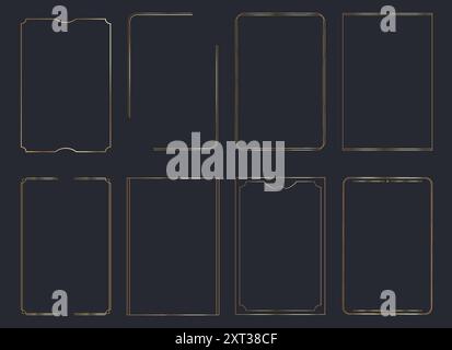 Ensemble de cadres dorés de différentes formes. Bordures de cadre doré de luxe pour les cartes d'invitation de mariage. Illustration vectorielle Illustration de Vecteur