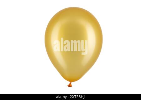 Ballon gonflable doré isolé sur un fond blanc. Banque D'Images