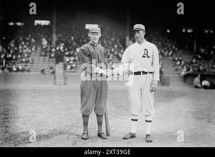 Johnny Evers, Boston NL & amp ; Eddie Plank, Philadelphie Al (baseball), 1914. Banque D'Images