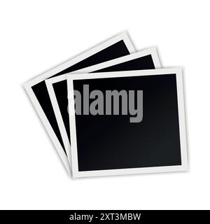 Pile de cartes photo rétro. Cadres photo instantanés vierges isolés sur fond blanc. Illustration vectorielle Illustration de Vecteur