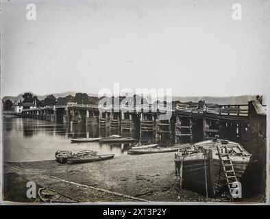 Old Putney Bridge, Putney, Wandsworth, Greater London Authority, 1878. Le vieux pont de Putney vu de la rive de Putney. Banque D'Images