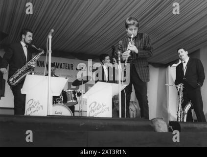 Tony Coe, Joe Temperley, Pete Blannin, Danny Moss, Eddie Taylor, Festival de jazz de Richmond, 1963. Banque D'Images