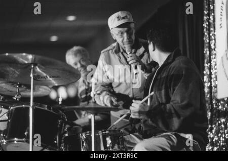 Flip Phillips, Butch Miles, Joe Ascione, The March of Jazz, Clearwater Beach, Floride, 2000. Banque D'Images