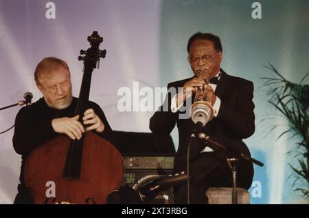 Clark Terry et Red Mitchell, Jazz Inn Party, Nordwijk, pays-Bas, 1989. Banque D'Images