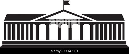 Icône de silhouette de bâtiment gouvernemental simple. Vecteur. Illustration de Vecteur