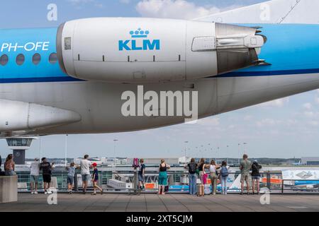 Aéroport d'Amsterdam Schiphol, terrasse visiteur, ancien avion Fokker, Amsterdam, pays-Bas Banque D'Images