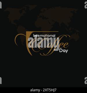 Affiche de la journée internationale du café avec café mag Illustration de Vecteur