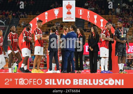 Milan remporte le 2Â° Trofeo Silvio Berlusconi - AC Milan-AC Monza - Stadio San Siro lors du Trophée Berlusconi - AC Milan vs AC Monza, match amical de football à Milan, Italie, le 13 août 2024 Banque D'Images