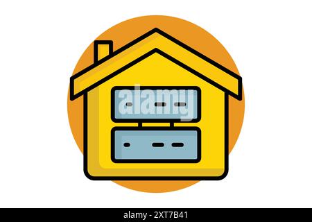 Icône de contour coloré de l'entrepôt de données. maison avec big data. icône associée au magasin. illustration vectorielle des éléments d'analyse de données Illustration de Vecteur