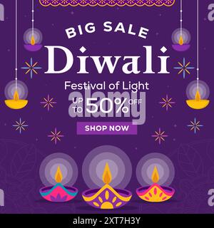 promotion de bannière pour célébrer le festival de lumière de diwali Illustration de Vecteur