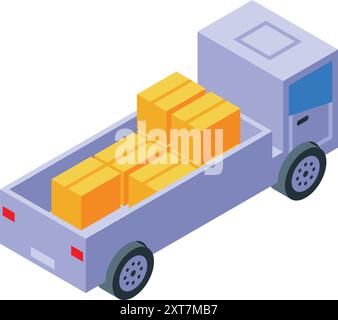 Illustration d'un camion de livraison transportant des marchandises dans sa remorque Illustration de Vecteur