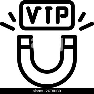 Aimant attirant l'icône de concept de clients vip, style de contour Illustration de Vecteur