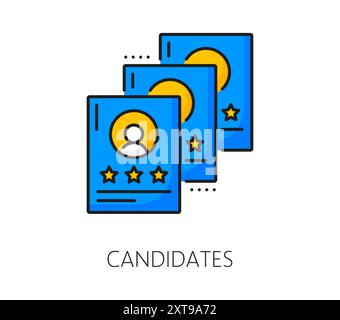 Candidats au recrutement, icône de ligne de couleur d'opportunité de carrière en affaires. Signe de service de recrutement d'entreprise ou de chasseur de tête, icône ou symbole de vecteur de ligne mince de candidat à l'emploi Illustration de Vecteur