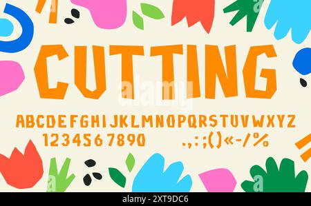Police pirate brute FUB, type enfants découpés de lettres de l'alphabet anglais, police de dessin animé vectoriel. Police Rough fub abstraite avec lettres de dessin animé coupantes, typographie audacieuse pour enfants pirate aventure ou livre d'histoire Illustration de Vecteur