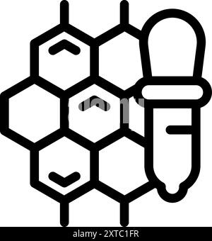 Pipette prélève un échantillon de miel dans les nids d'abeilles pour analyser ses propriétés Illustration de Vecteur