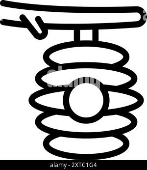 Icône simple d'un jouet de roue de hamster suspendu à une branche dans une cage Illustration de Vecteur