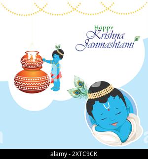 Joyeuse Krishna Janmashtami Illustration de Vecteur