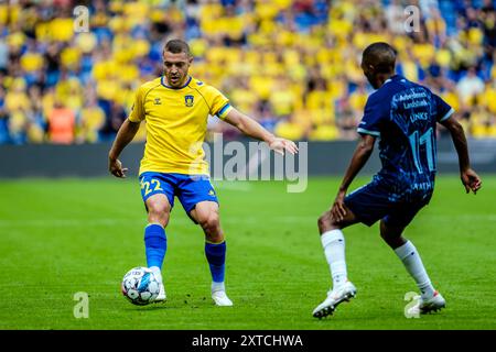 Brondby, Danemark. 11 août 2024. Josip Radosevic (22 ans) de Broendby vu lors du match de 3F Superliga entre Broendby IF et Aarhus GF au Brondby Stadium. Banque D'Images