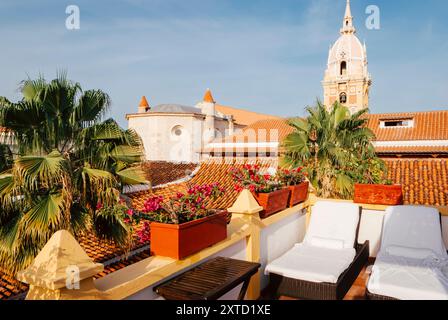 Tropical Serenity : Rooftop View of Cartagena de Indias (Bolivar, Colombie) Banque D'Images