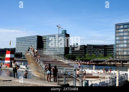 Copenhague/ Danemark/ 14 août 2024/Copenhague le lieu de baignade le plus célèbre est Islands brygge habour lieu de baignade à Copenhague . (Photo. Francis Joseph Dean/Dean Pictures) (non destiné à un usage commercial) Banque D'Images