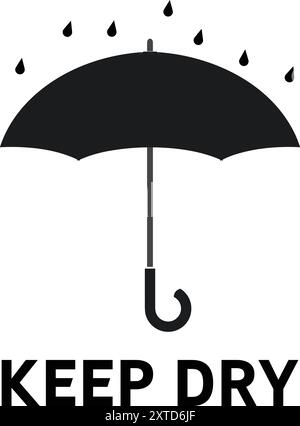 Garder au sec avec l'icône parapluie, paquet sec, symbole garder au sec, protection contre les gouttes d'eau, icône parapluie pluie de pluie Illustration de Vecteur