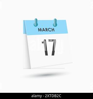 17 mars - calendrier et planificateur de temps. Icône de rappel du calendrier quotidien. Illustration vectorielle. Illustration de Vecteur