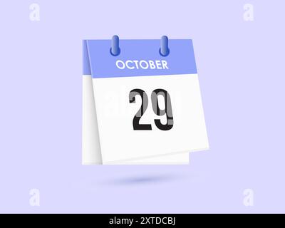 Octobre 29 - calendrier et planificateur de temps. Icône de rappel du calendrier quotidien. Illustration vectorielle. Illustration de Vecteur