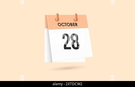 Octobre 28 - calendrier et planificateur de temps. Icône de rappel du calendrier quotidien. Illustration vectorielle. Illustration de Vecteur
